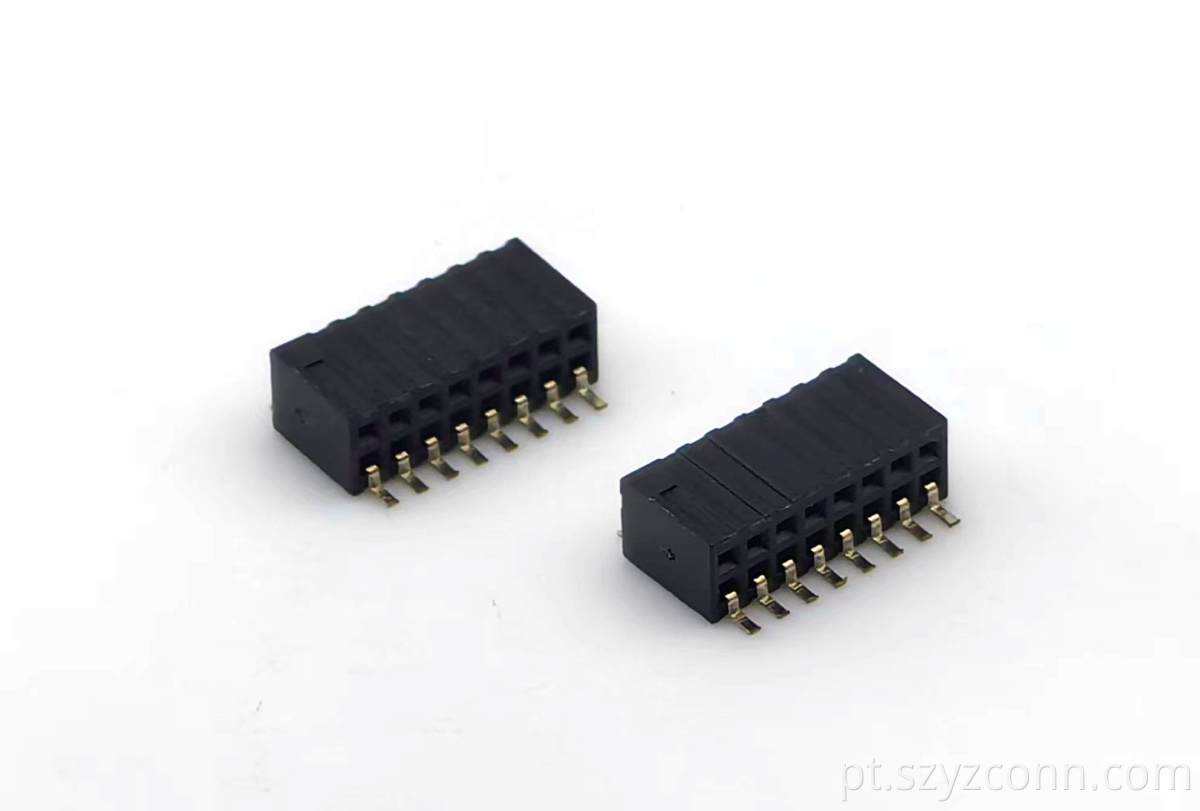 Entrada lateral fêmea SMT H da fileira dupla do conector do encabeçamento do passo de 1.27mm: 3.45mm 2*8P 1.27mm Pitch Female Header Connector Dual Row Side Entry SMT H:3.45mm 2*8P